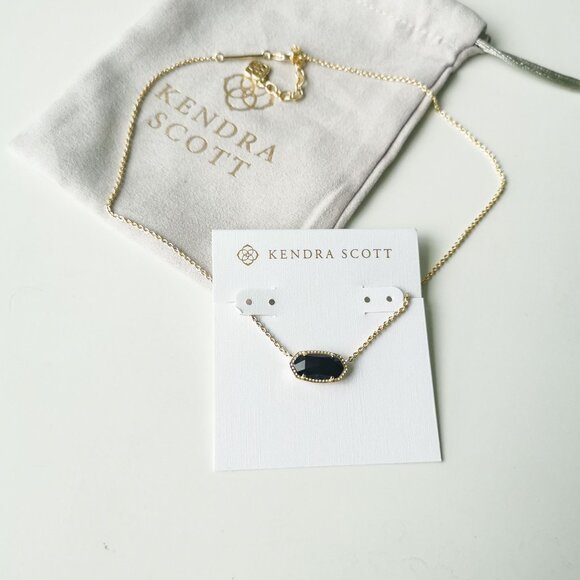Kendra Scott Elisa Gold Black Opaque Glass Necklace - Picture 4 of 4